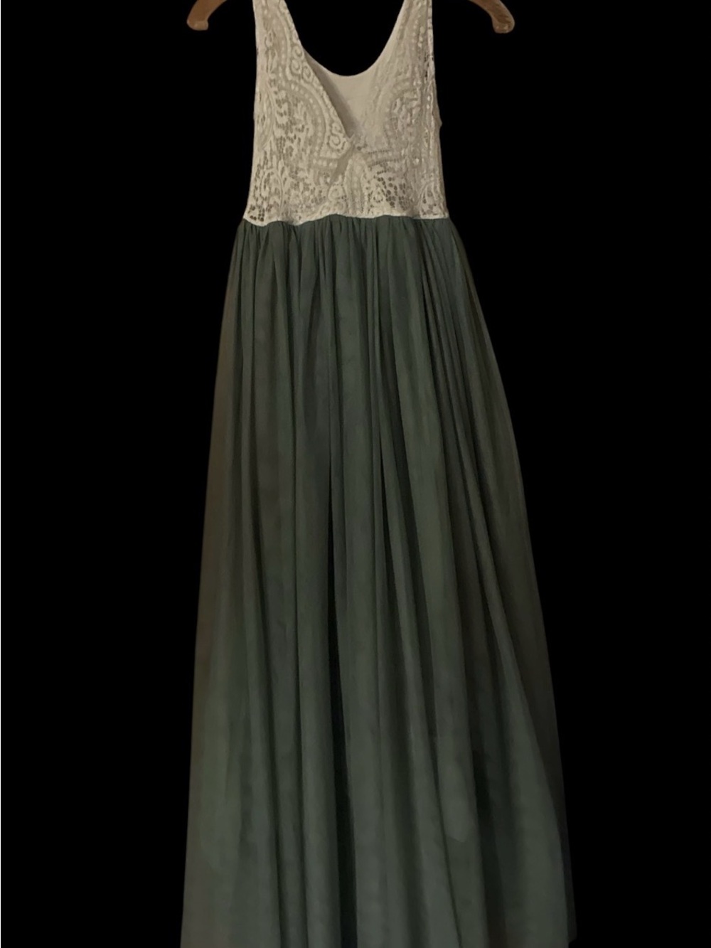 2Bunnies Sage Green Peony Lace & Tulle Boho Flower Girl Maxi Dress Girls 10-12 Y